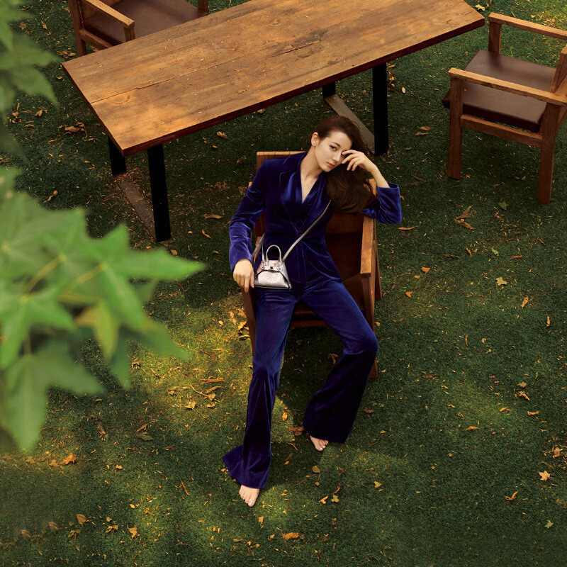 Tavaszi és őszi új stílusú csillagos bársony öltöny, divatos európai és amerikai hosszú ujjú öltöny OL kétrészes szett