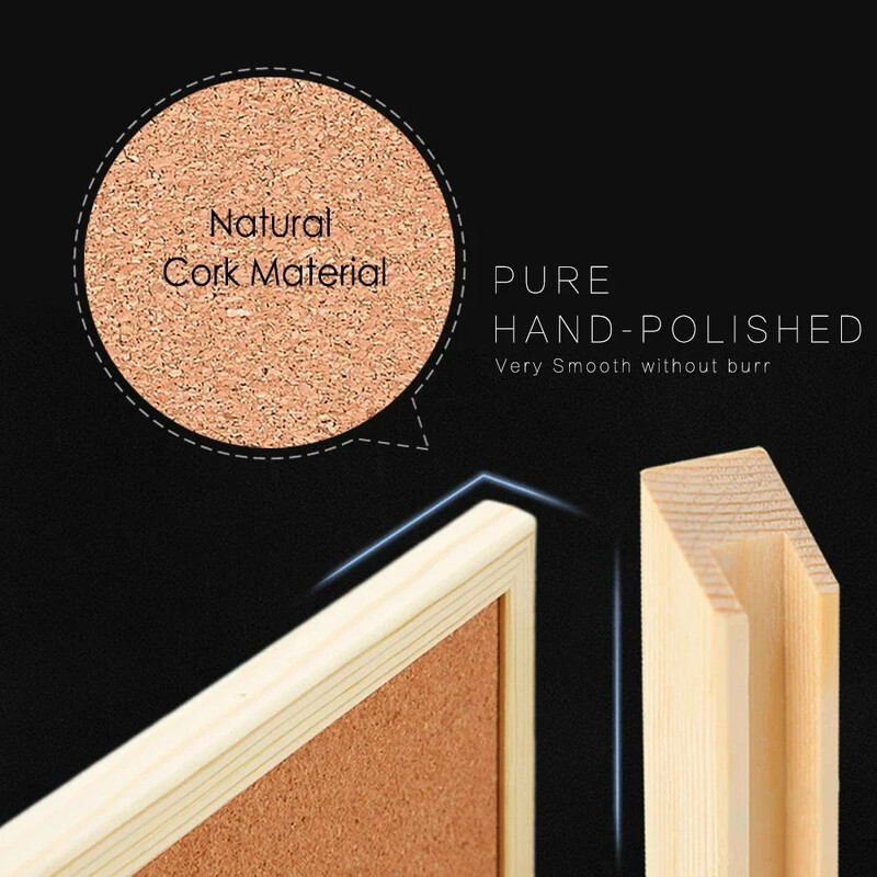 Kamštienos pranešimų lenta Vintažinės pušies medienos rėmas kamštienos lenta buitinė nuotraukų siena, fonas klasėje, biuro dekoravimas pranešimų lentos