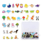 12бр животински магнит за хладилник 3D карикатура стикер играчка риба и рак дървен магнит за хладилник за деца направи си сам офис бяла дъска джаджа