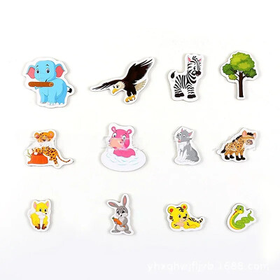 12бр животински магнит за хладилник 3D карикатура стикер играчка риба и рак дървен магнит за хладилник за деца направи си сам офис бяла дъска джаджа