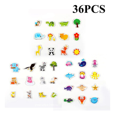 12бр животински магнит за хладилник 3D карикатура стикер играчка риба и рак дървен магнит за хладилник за деца направи си сам офис бяла дъска джаджа