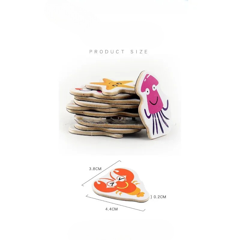 12бр животински магнит за хладилник 3D карикатура стикер играчка риба и рак дървен магнит за хладилник за деца направи си сам офис бяла дъска джаджа