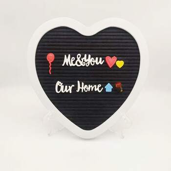 Ρουστίκ ξύλινο πλαίσιο σε σχήμα καρδιάς Felt Letter Board with Changeable Letters Message Board for Baby Announcement