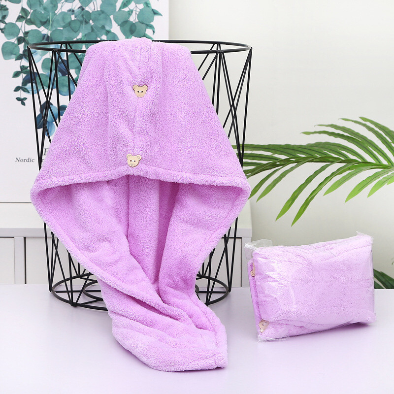 Нов стил шапка за суха коса Двуслойна дамска абсорбираща кърпа за глава за шампоан с ултрафини размери удебелена шапка за душ силно водопоглъщане плътен цвят бързо съхнене