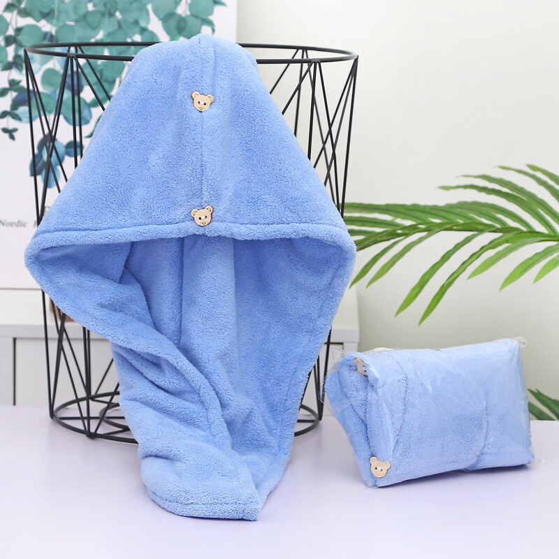 Нов стил шапка за суха коса Двуслойна дамска абсорбираща кърпа за глава за шампоан с ултрафини размери удебелена шапка за душ силно водопоглъщане плътен цвят бързо съхнене