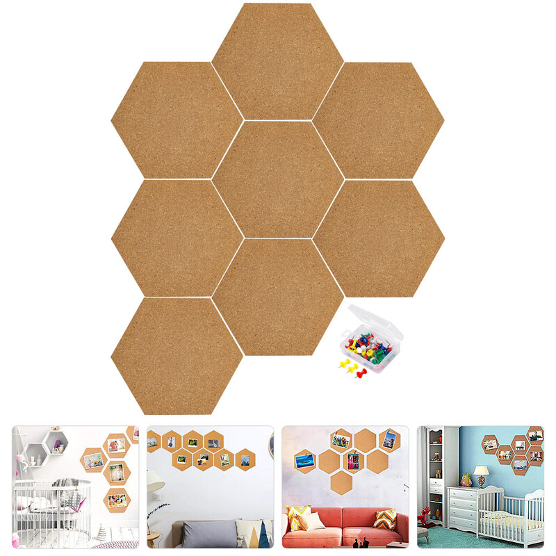 Šešiakampė kamštinė lenta Lipnus medinis rėmas sienų dekoravimui Atmintinės Laiškai Žinutės Nuotraukos ir daugiau