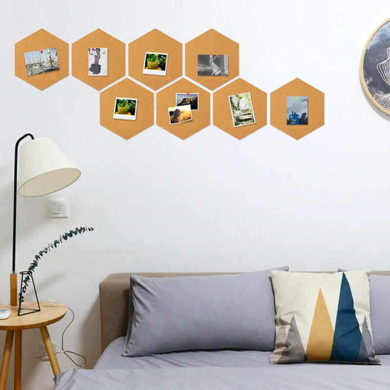 Šešiakampė kamštinė lenta Lipnus medinis rėmas sienų dekoravimui Atmintinės Laiškai Žinutės Nuotraukos ir daugiau