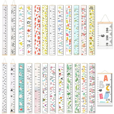 Animacinių filmų kūdikių vaikų augimo diagrama rekordinė medinio rėmo audinio aukščio matavimo liniuotė berniukams ir mergaitėms, vaikų kambario apdaila 키재기