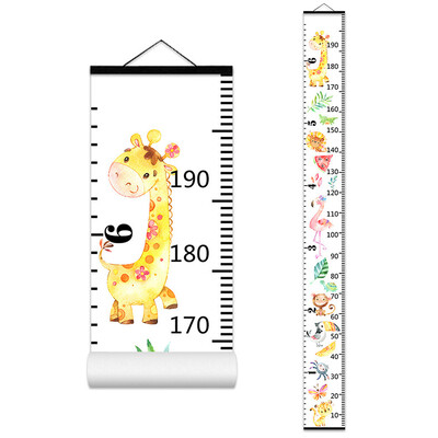 Карикатура Диаграма на растежа на бебета и деца Запис на дървена рамка Линийка за измерване на височината за момчета и момичета Декорация на детска стая 키재기