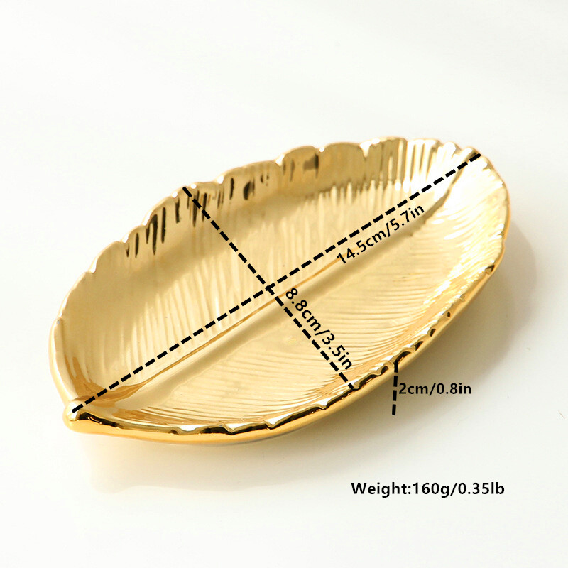 Gloden Керамични листа Чиния Дървени листа Бижута Закуски Десерт Сребърна тава за съхранение Розово злато Керамика Емайлирана дрънкулка Ястие