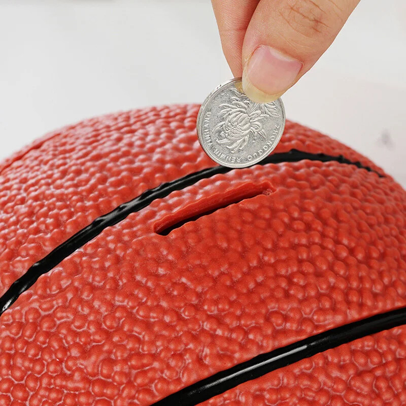 Баскетболна футболна касичка винилова детска анимационна касичка с монети касичка с монети, устойчива на падане студентски деца, подарък за рожден ден