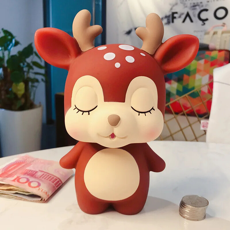 Карикатура Творческа касичка с монети от смола Карикатура Касичка във формата на елен Всекидневна Спалня Декорация на работния плот Орнаменти Елен