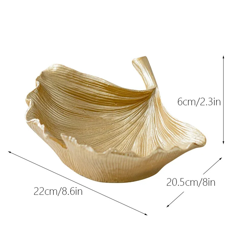 Смола Златни листа от гинко Съхранение Декоративни фигурки за настолен декор Веранда Настолен ключ Контейнер за съхранение на закуски