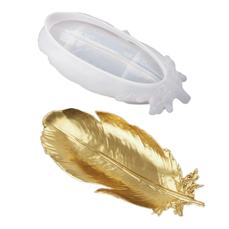 Направи си сам Кристална форма от епоксидна смола Перо Крило Чиния Декорация на чиния Настолно съхранение Огледало Силиконова форма