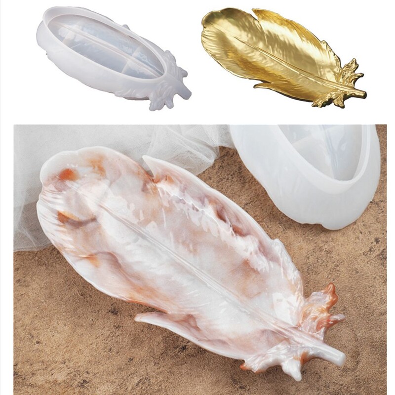 Направи си сам Кристална форма от епоксидна смола Перо Крило Чиния Декорация на чиния Настолно съхранение Огледало Силиконова форма