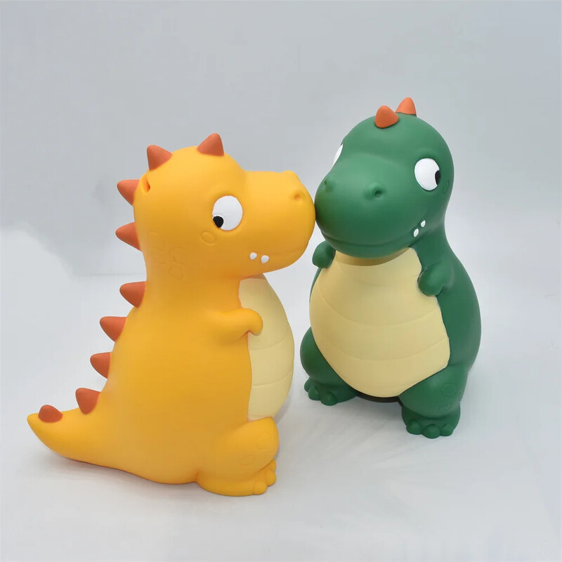 Очарователна банка Penny с форма на динозавър - Издръжлив PVC, дизайн с отваряща се горна част за лесен достъп, идеален за декор на дома и офиса