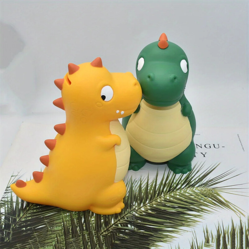 Очарователна банка Penny с форма на динозавър - Издръжлив PVC, дизайн с отваряща се горна част за лесен достъп, идеален за декор на дома и офиса