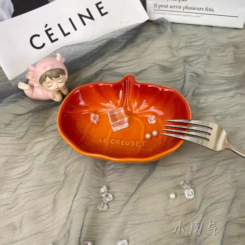 Helovino prancūziško moliūgo lėkštės spalvota keraminė naminių gyvūnėlių dubenėliui panirimo indas Rankų darbo garnyras Namų virtuvės deserto padėklo dekoravimas