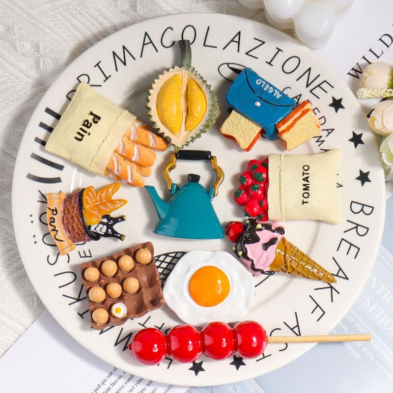 Симулация Храна Хладилник Магнитни стикери Смола Яйце Nordic Ins Декор Магнити за хладилници Домашен декор