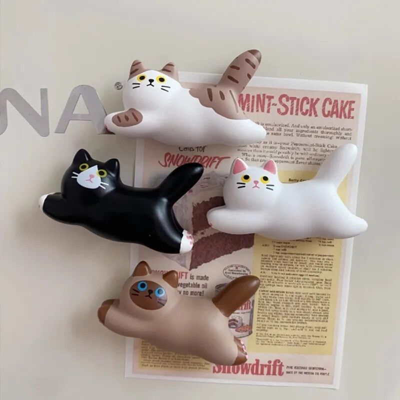 Сладка раирана котка Магнит за хладилник Офис Бяла дъска Карта Бележки Стикер за хладилник Креативна фотостенна магнитна катарама Домашен декор