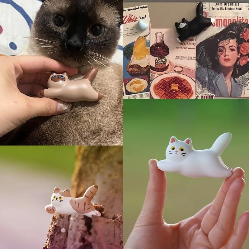 Сладка раирана котка Магнит за хладилник Офис Бяла дъска Карта Бележки Стикер за хладилник Креативна фотостенна магнитна катарама Домашен декор