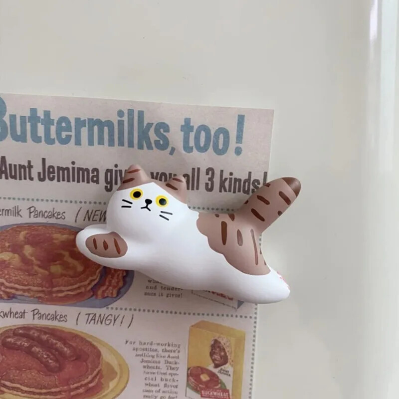 Сладка раирана котка Магнит за хладилник Офис Бяла дъска Карта Бележки Стикер за хладилник Креативна фотостенна магнитна катарама Домашен декор