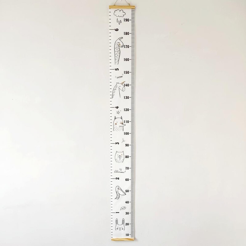 Kabantis aukščio matavimo įrankis Vaikų augimo diagramos siena su animacinių filmų gyvūnų atspaudais berniukams, mergaitėms