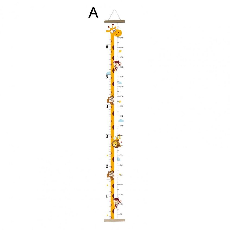 Kabantis aukščio matavimo įrankis Vaikų augimo diagramos siena su animacinių filmų gyvūnų atspaudais berniukams, mergaitėms