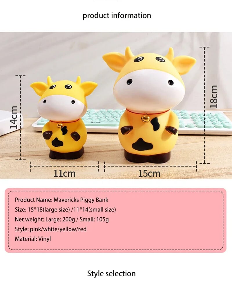 Орнаменти Хартиени пари Животно Крава Безопасна касичка за деца Творчески детски подаръци Монети Касичка Декорация на дома