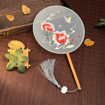 Винтидж Групов вентилатор Класически танци Специален кънтри Су Вентилатор за бродерия Cheongsam Древна китайска рокля Двустранна бродерия