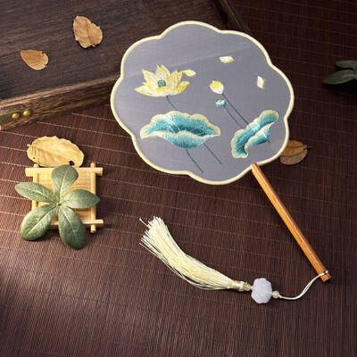 Винтидж Групов вентилатор Класически танци Специален кънтри Су Вентилатор за бродерия Cheongsam Древна китайска рокля Двустранна бродерия