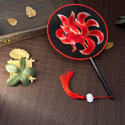 Винтидж Групов вентилатор Класически танци Специален кънтри Су Вентилатор за бродерия Cheongsam Древна китайска рокля Двустранна бродерия