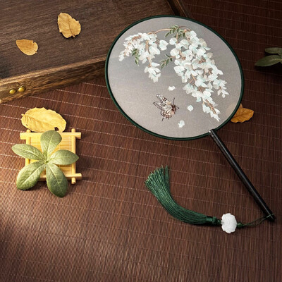 Винтидж Групов вентилатор Класически танци Специален кънтри Су Вентилатор за бродерия Cheongsam Древна китайска рокля Двустранна бродерия