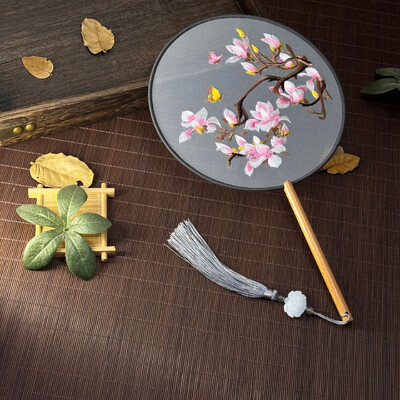 Винтидж Групов вентилатор Класически танци Специален кънтри Су Вентилатор за бродерия Cheongsam Древна китайска рокля Двустранна бродерия