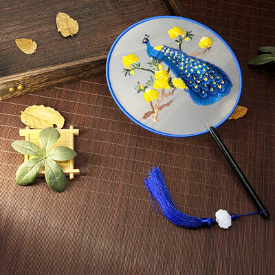 Винтидж Групов вентилатор Класически танци Специален кънтри Су Вентилатор за бродерия Cheongsam Древна китайска рокля Двустранна бродерия