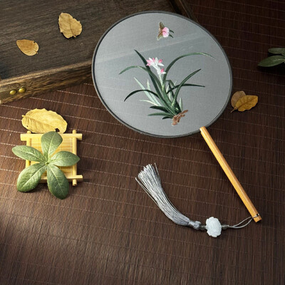 Винтидж Групов вентилатор Класически танци Специален кънтри Су Вентилатор за бродерия Cheongsam Древна китайска рокля Двустранна бродерия