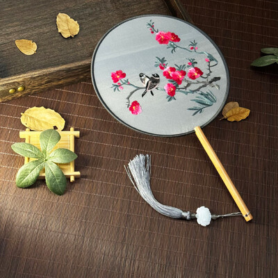 Винтидж Групов вентилатор Класически танци Специален кънтри Су Вентилатор за бродерия Cheongsam Древна китайска рокля Двустранна бродерия