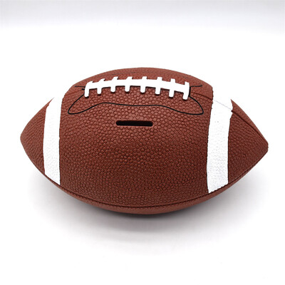 Ragbi kasica prasica. Može se pohraniti i dohvatiti. Presvučen vinilom. Otporan na padove. Simulacija. Desktop Ornament. Banka novac banka