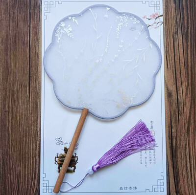 Булчински сватбен вентилатор Китайски шоу дрехи Щастлив вентилатор Женски ханфу червена апликация Горещо злато Танц Кръгъл фен