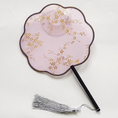 Булчински сватбен вентилатор Китайски шоу дрехи Щастлив вентилатор Женски ханфу червена апликация Горещо злато Танц Кръгъл фен