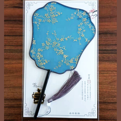 Булчински сватбен вентилатор Китайски шоу дрехи Щастлив вентилатор Женски ханфу червена апликация Горещо злато Танц Кръгъл фен