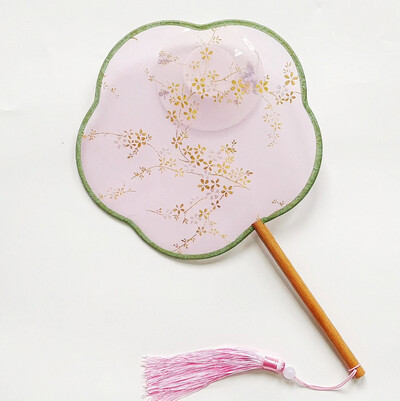 Булчински сватбен вентилатор Китайски шоу дрехи Щастлив вентилатор Женски ханфу червена апликация Горещо злато Танц Кръгъл фен