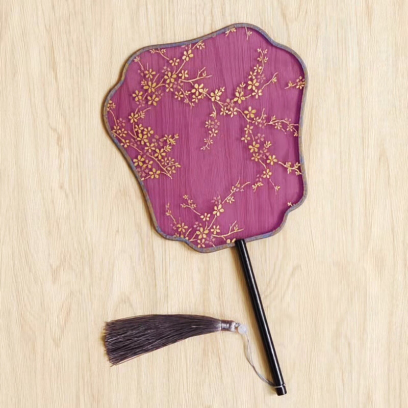 Булчински сватбен вентилатор Китайски шоу дрехи Щастлив вентилатор Женски ханфу червена апликация Горещо злато Танц Кръгъл фен