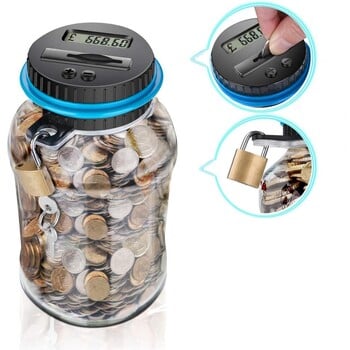 Αυτόματο Coin Counter Money Box LCD Ψηφιακό Counter Money Box με κλειδαριά χωρητικότητας 2,5l Πλαστικό κουμπαράς χρηματοκιβώτιο για το σπίτι