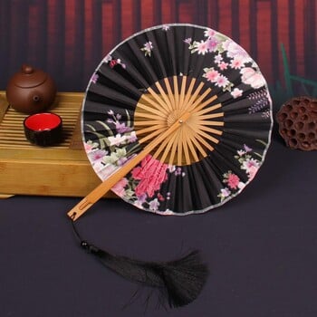 Ιαπωνική Sakura Flower Fans Πτυσσόμενος ανεμιστήρας τσέπης με Tasse Round Circle Dance Performance Fan Διακόσμηση γαμήλιου πάρτι