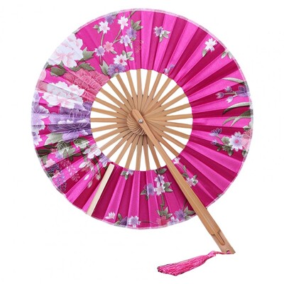 Japāņu sakuras ziedi apdrukāti vēdekļi kabatā saliekams rokas ventilators ar tasse apaļu apļa deju priekšnesumu ventilatora kāzu ballītes dekoru