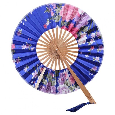 Japāņu sakuras ziedi apdrukāti vēdekļi kabatā saliekams rokas ventilators ar tasse apaļu apļa deju priekšnesumu ventilatora kāzu ballītes dekoru