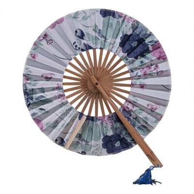 Japāņu sakuras ziedi apdrukāti vēdekļi kabatā saliekams rokas ventilators ar tasse apaļu apļa deju priekšnesumu ventilatora kāzu ballītes dekoru