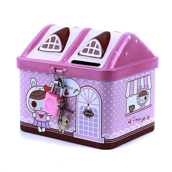 Creative Metal Piggy Bank Money Coin Box Cute Bear House Model Bank Coin Bank 2Colors Money Save Box Παιδιά Δώρα γενεθλίων για παιδιά