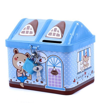 Creative Metal Piggy Bank Money Coin Box Cute Bear House Model Bank Coin Bank 2Colors Money Save Box Παιδιά Δώρα γενεθλίων για παιδιά